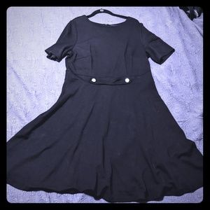 Eloquii Elbow Sleeve Fit and Flare Dress in Black